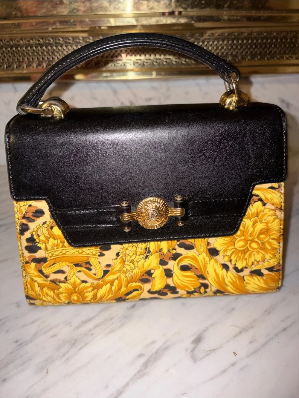 Versace Baroque Kelly Top Handle Flap 2way Crossbody Bag 1VER822K and Wallet Set - Picture 2 of 16